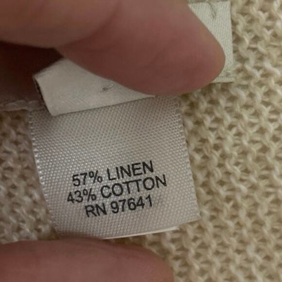 J Jill beige Linen Cotton Blend Asymmetrical Open Front Cardigan Sweater Medium - Picture 9 of 9